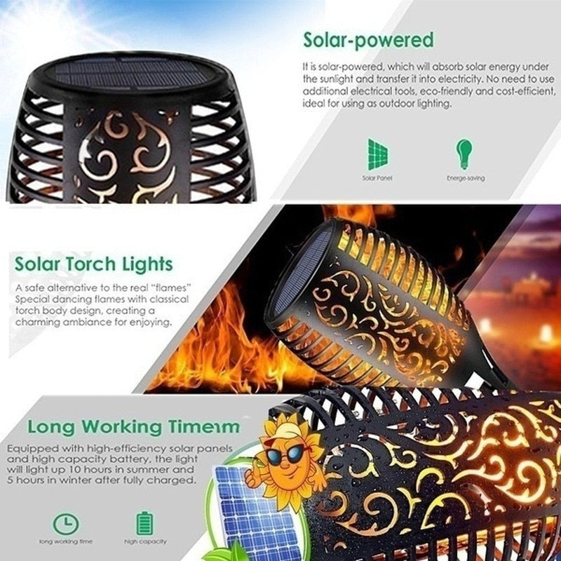 Flame Torch Solar Powered LED Outdoor Flickering Lights