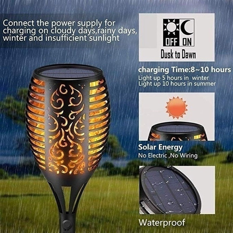 Flame Torch Solar Powered LED Outdoor Flickering Lights